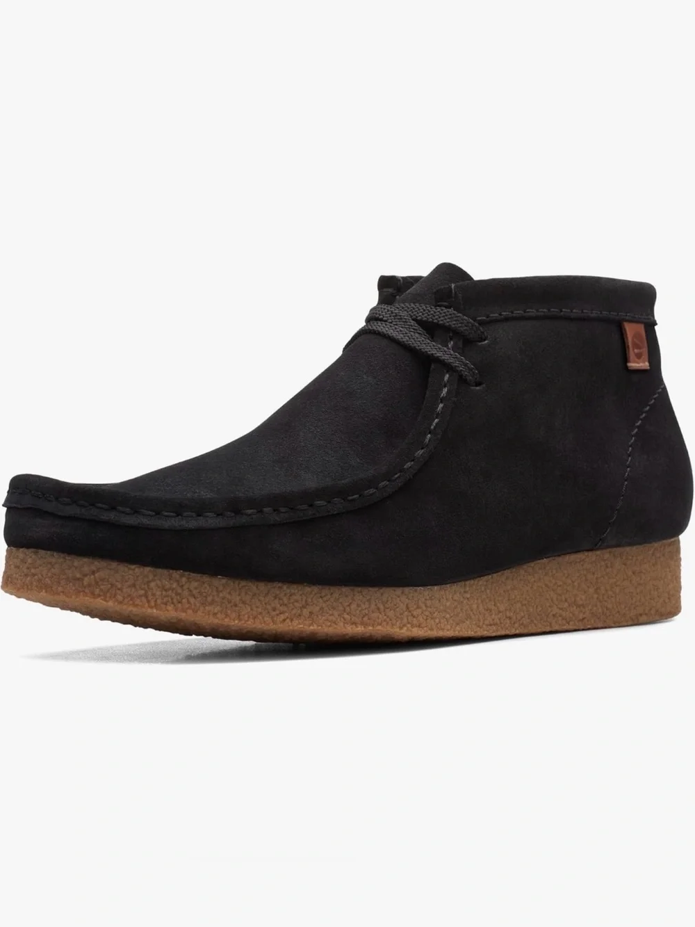 Clarks Black Suede Chukka Boot with Crepe Sole Wide width